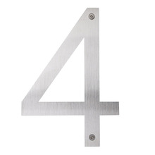 Husnummer 4 rustfrit stål 25 cm